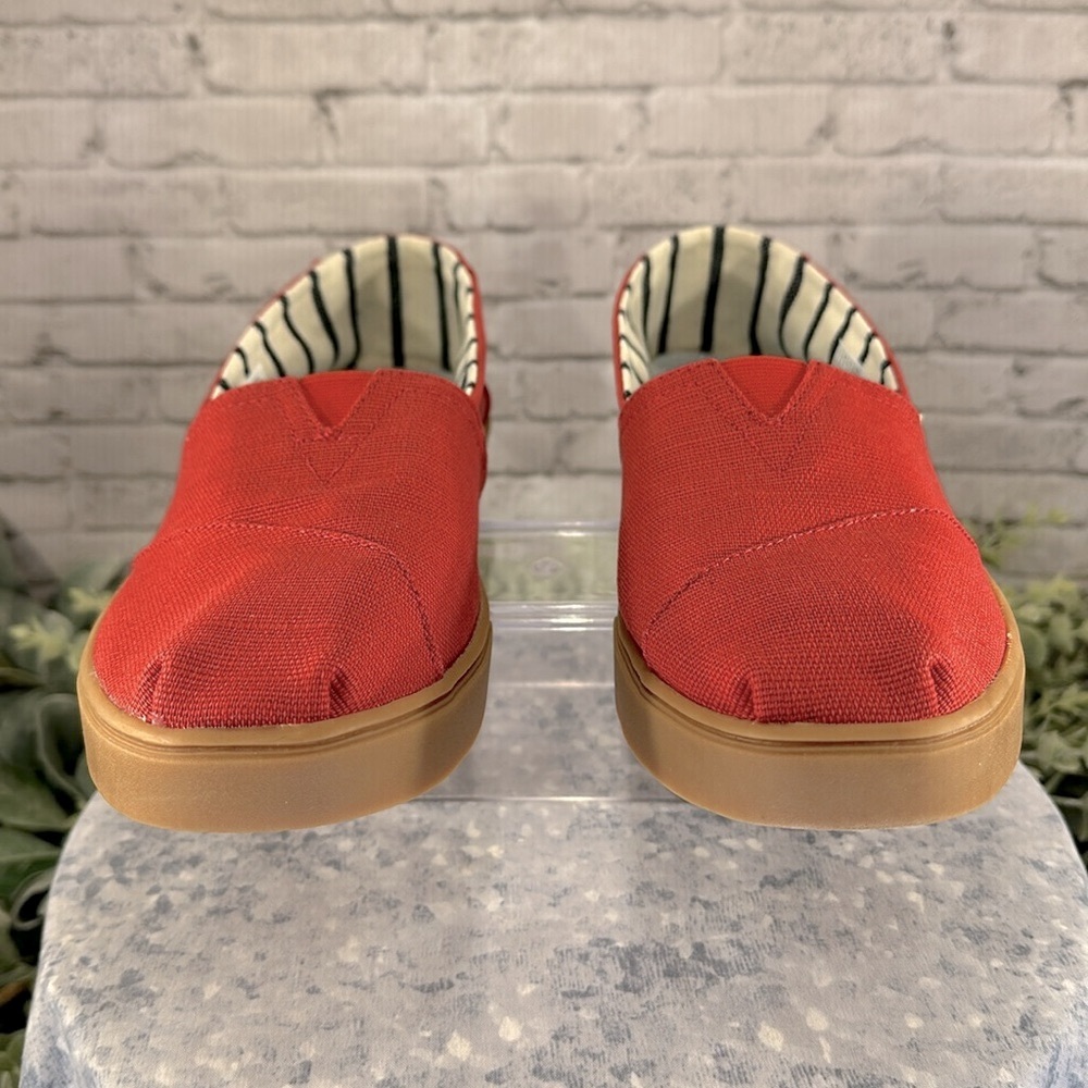 TOMS “Heritage” Classic Red Alpargata Cupsole Slip-on Canvas Sneaker WMS 12❤️EUC - Picture 2 of 10